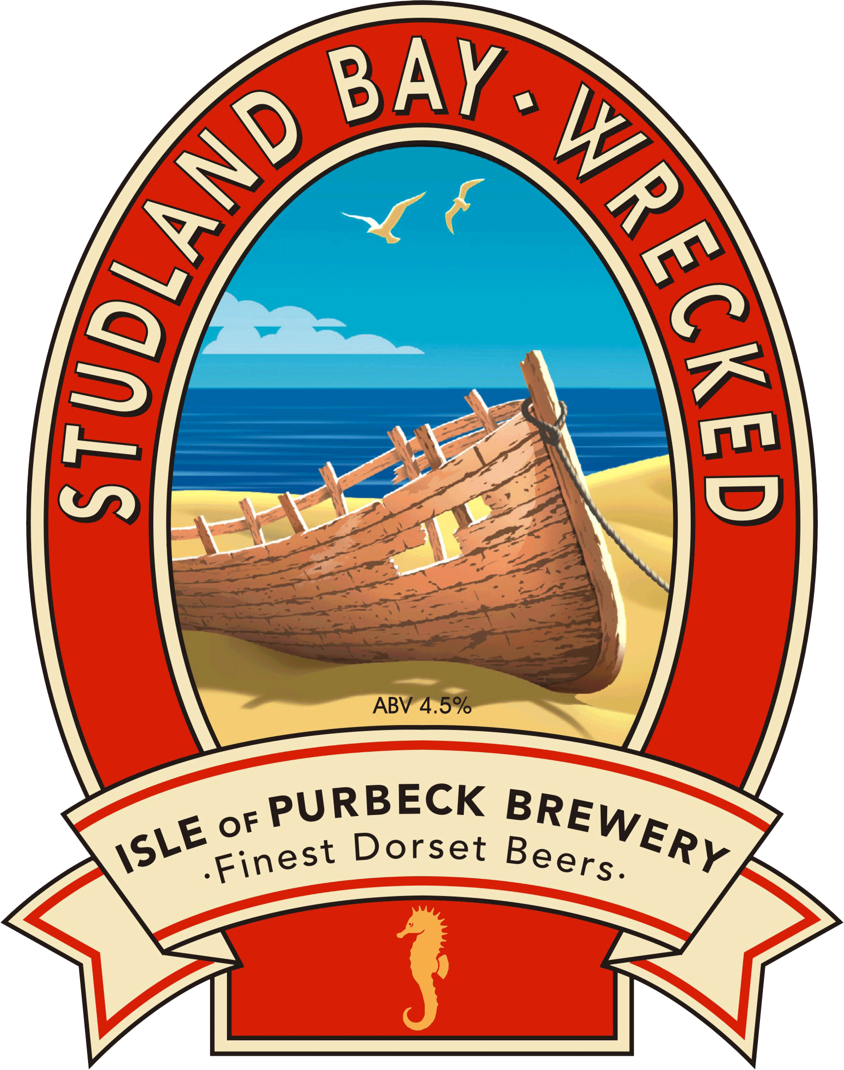 Isle of Purbeck Brewery Studland Bay Wrecked pumpclip PNG