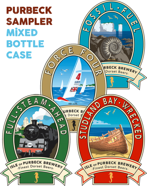 Isle of Purbeck Brewery | Purbeck Sampler Mixed Bottle Case - Force Four, Fossil Fuel, Studland Bay Wrecked & Full Steam Ahead